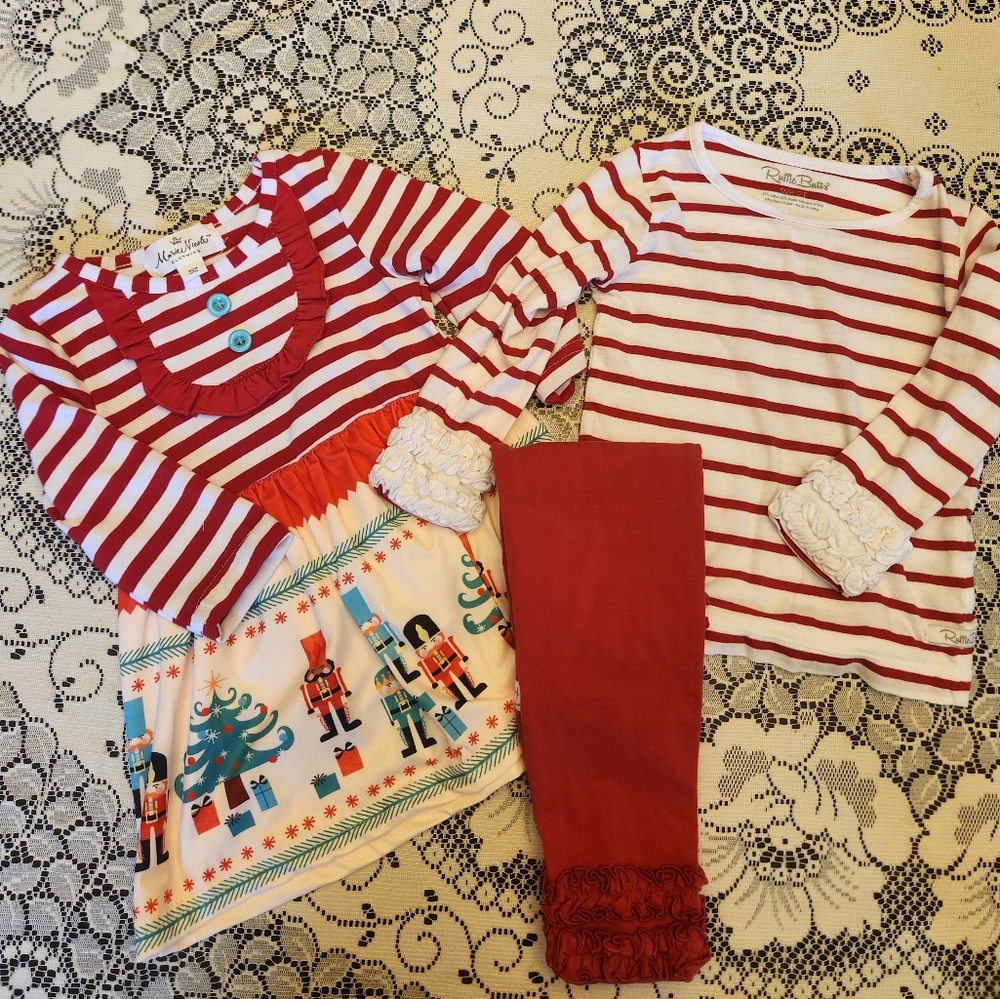 Christmas Holiday dress and Ruffle buts matching set size 2T